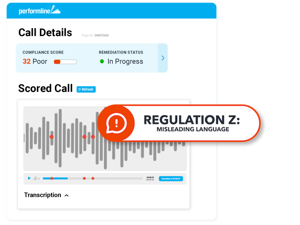 call monitors all brand presence including regulation z violations misleading language