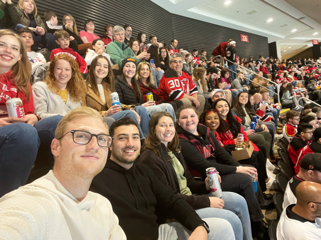 Performline team taking a selfie at NJ Devils game