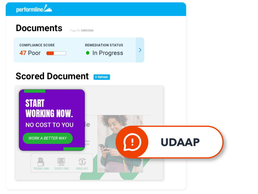 document example for gig industry with UDAAP violation discovered on the PerformLine platform