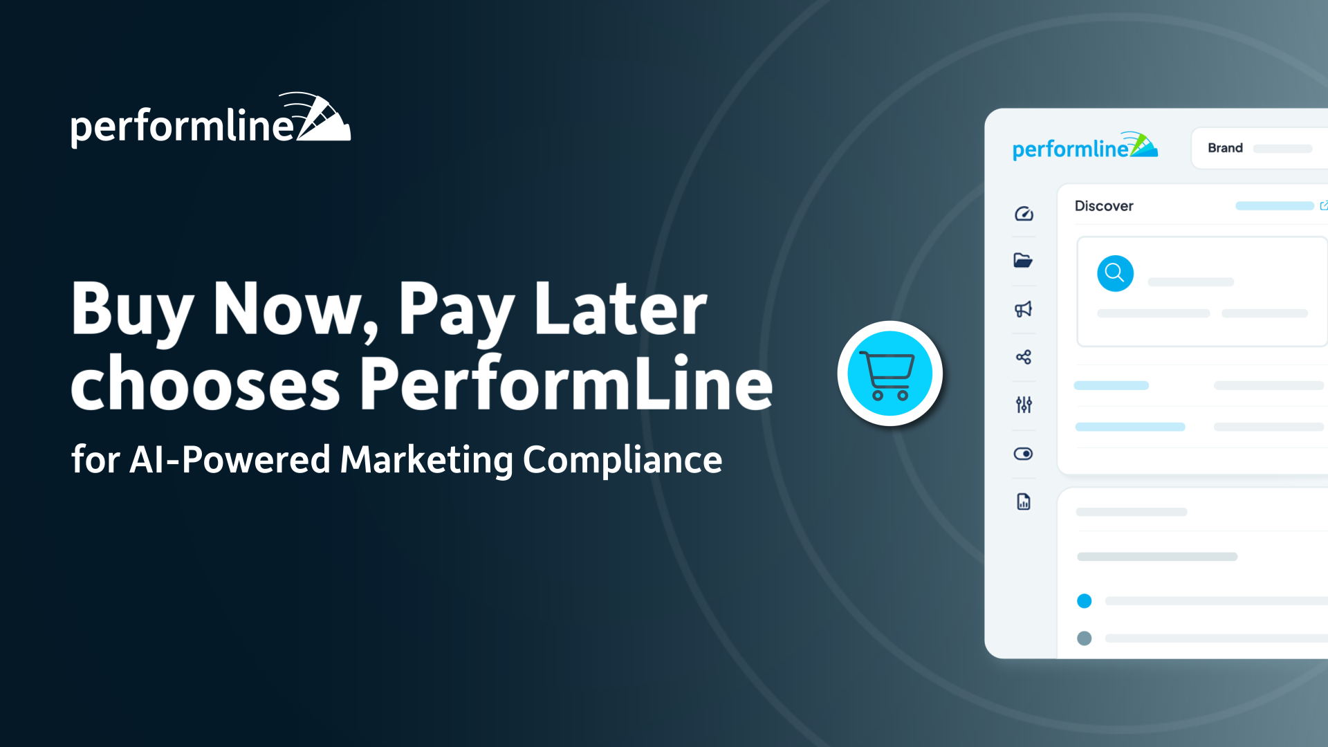 Image with text that reads "Buy Now, Pay Later chooses PerformLine for AI-powered marketing compliance"