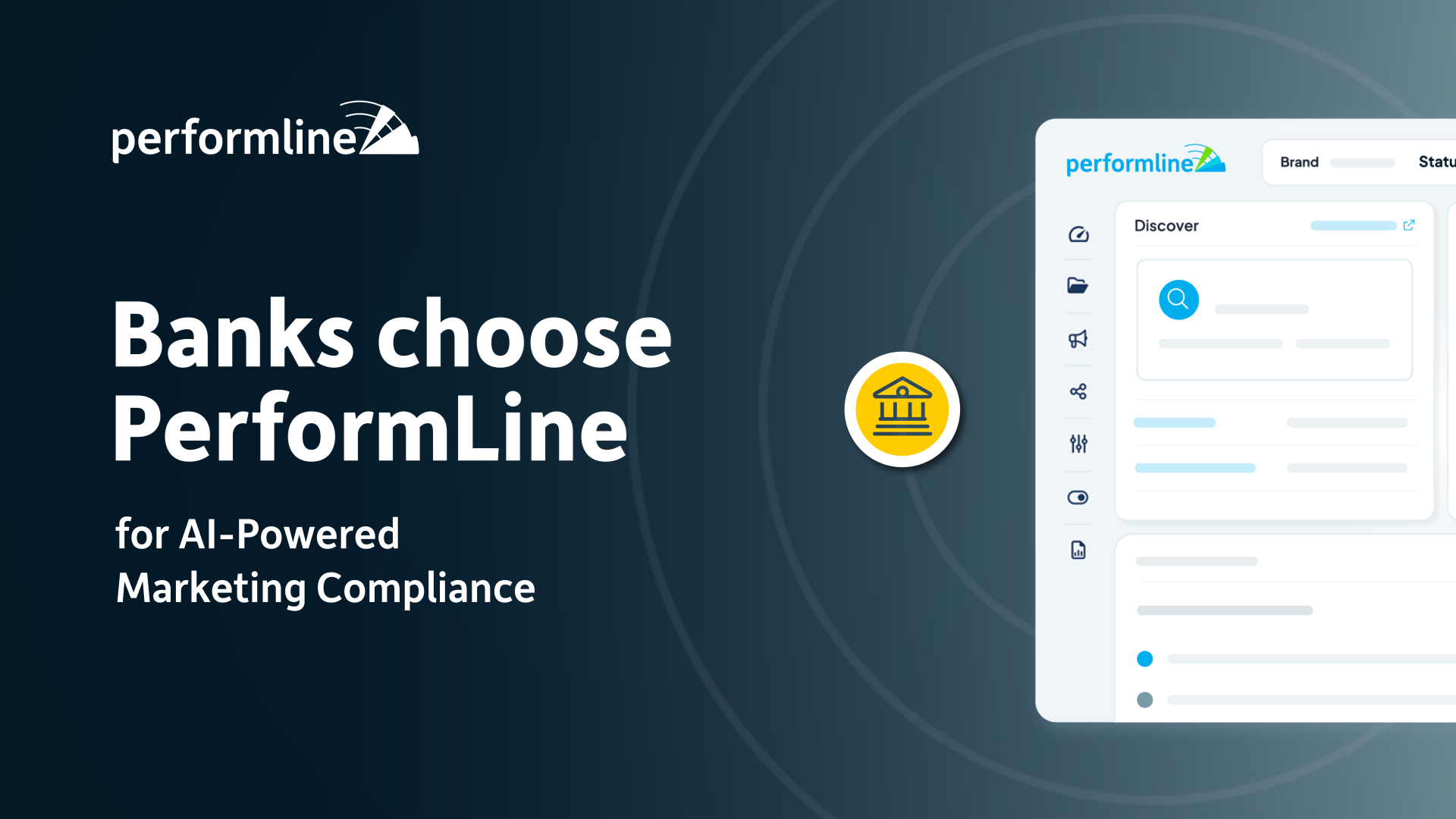 Image with text that reads "banks choose PerformLine for AI-powered marketing compliance"
