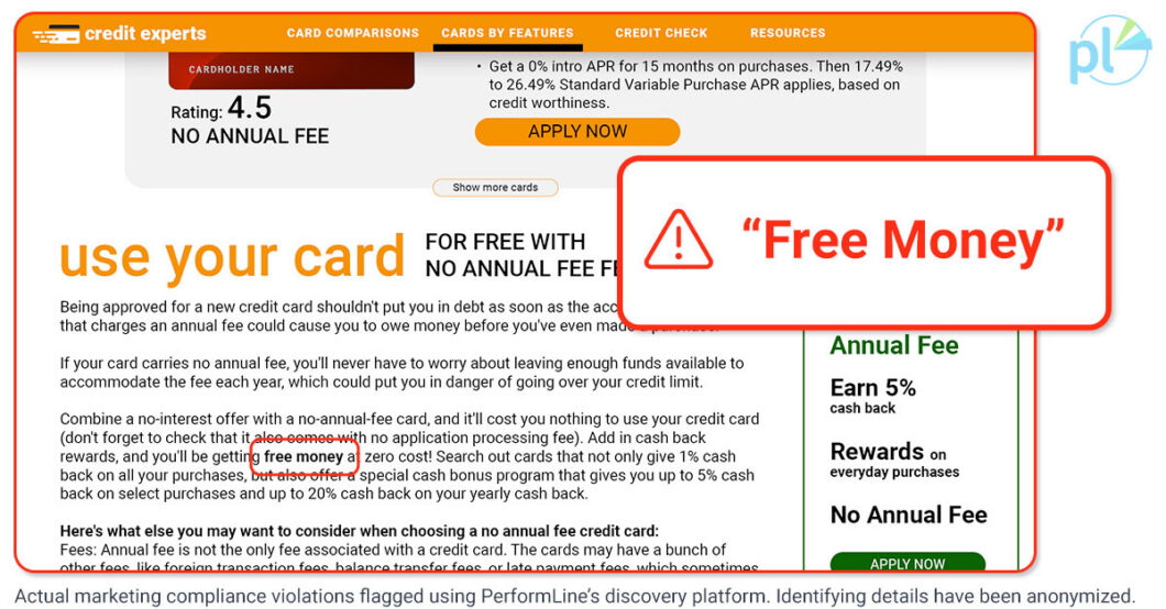 Free Money Marketing Compliance Violation