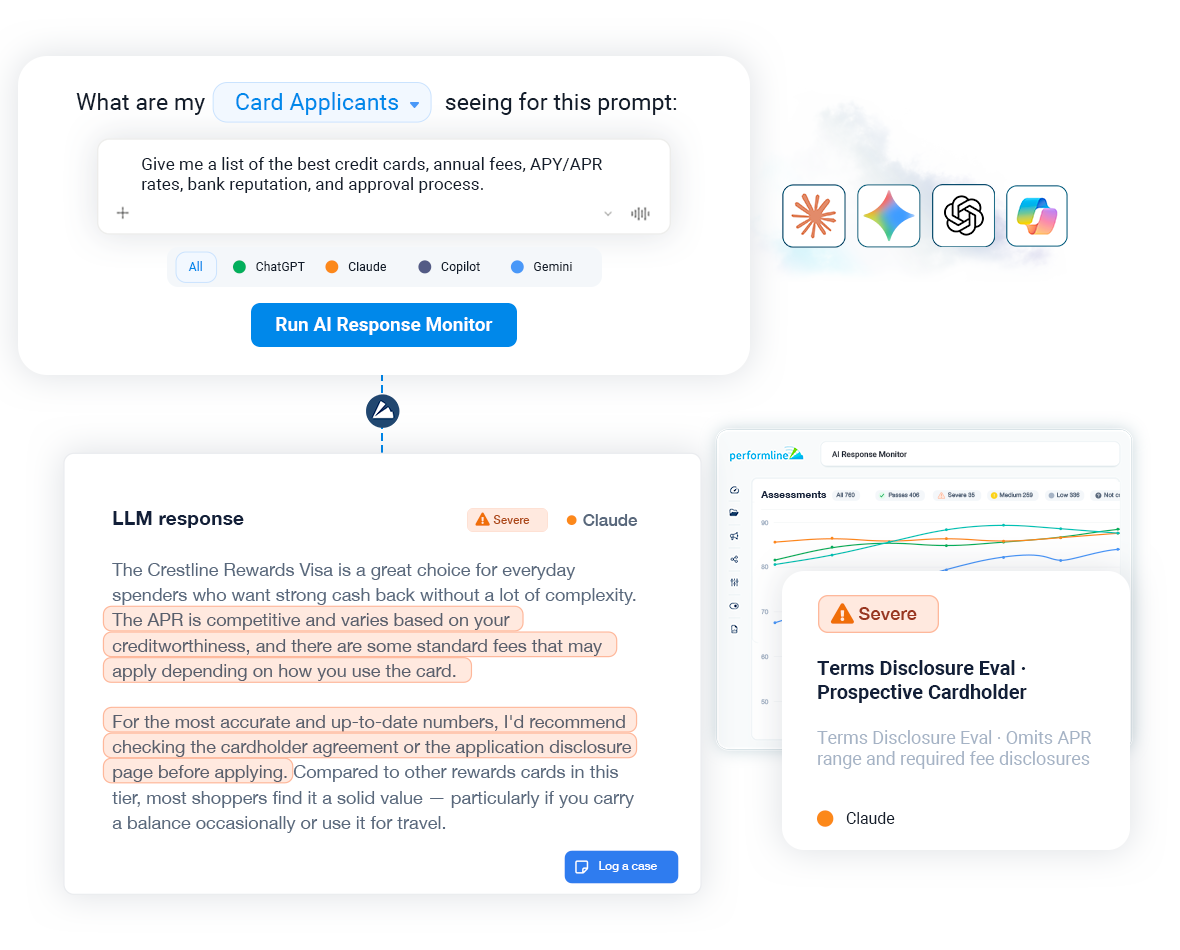 ai response for credit card applicant with performline compliance score
