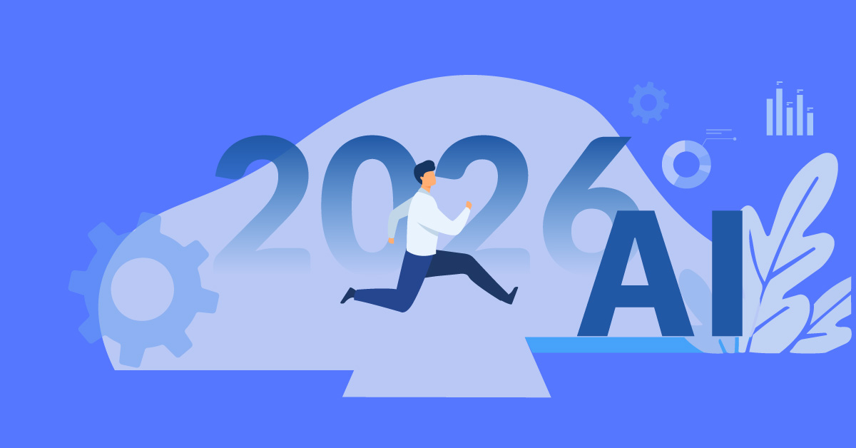 man leaping to GenAI in 2026 in background with ai icons